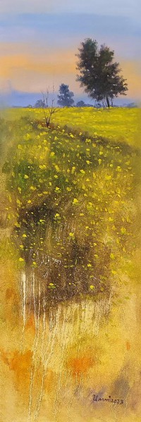 Tahir Bilal Ummi, 12 x 36 Inch, Oil on Canvas, Landscape Painting, AC-TBL-074